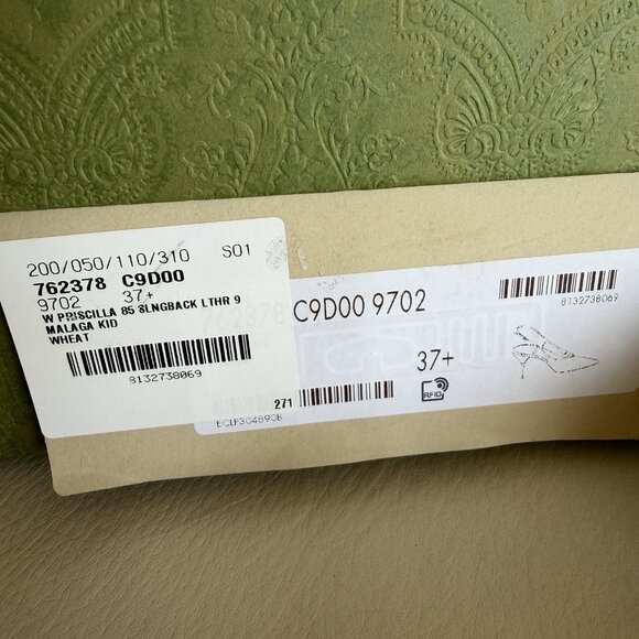 NEW Gucci Metal Heel Slingback Pumps Sz 37.5 100% Authentic Nude - Picture 10 of 10